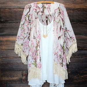 Floral Summer Kimono Beach Cardigan Blouse Coverup